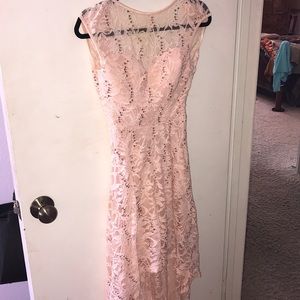 Pale pink high low special occasions dress